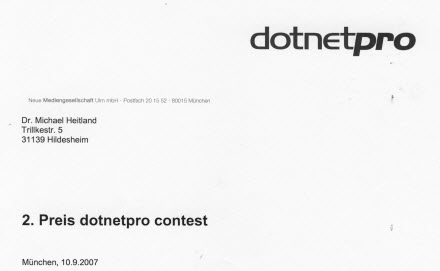 .Net Pro Contest Zertifikat